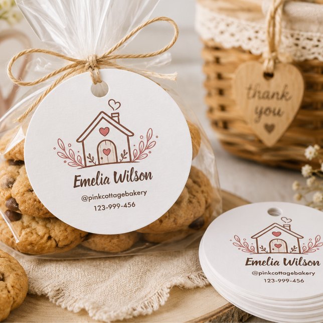 Pink Cottage Home Bakery  Favour Tags (Creator Uploaded)