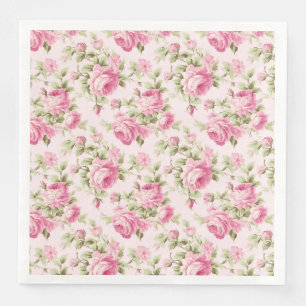 Pink Cottage Roses Baby Shower Napkin