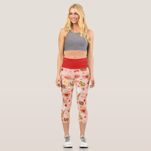 pink cottagecore croissant picnic basket capri leggings