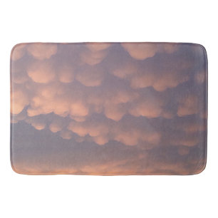 Pink Cotton Ball Clouds Bath Mat