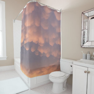 Pink Cotton Ball Clouds Shower Curtain