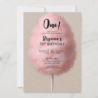 Pink Cotton Candy Gold Confetti 1st Birthday Party
