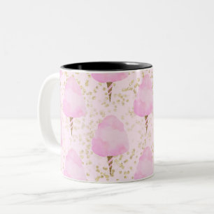 Pink Cotton Candy & Gold Glitter Cute Trendy Girls Two-Tone Coffee Mug