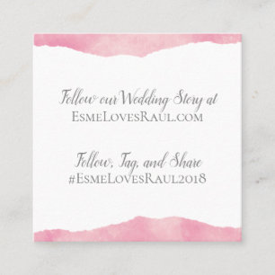 Pink Cotton Candy Watercolor Wedding Info Card
