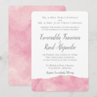 Pink Cotton Candy Watercolor Wedding Invitation