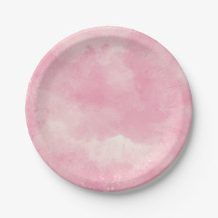 Pink Cotton Candy Watercolor Wedding Plates