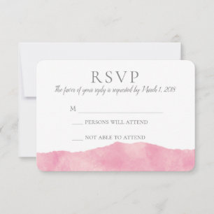 Pink Cotton Candy Watercolor Wedding RSVP Card