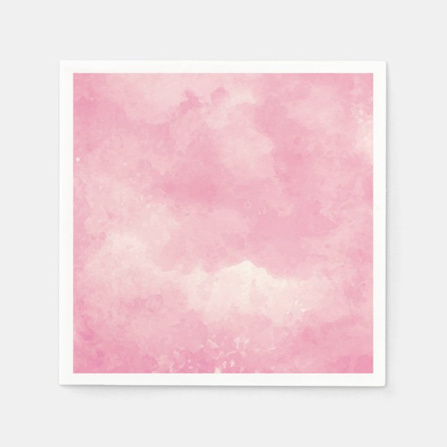 Pink Cotton Candy Watercolor Wedding Table Napkins (Front)