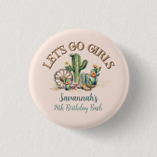 Pink Country Cowgirl Rodeo Theme Birthday Party 3 Cm Round Badge