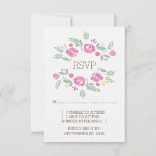 Pink Country Floral RSVP Card
