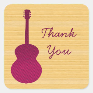 Pink Country Guitar Thank You Stickers