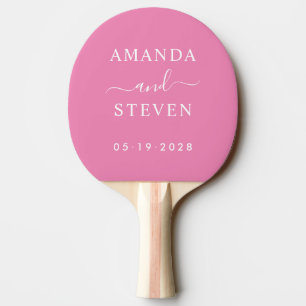 Pink Couple Names with Wedding Date Ping Pong Paddle