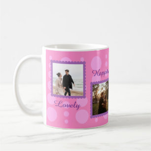 Pink Couple Photo Design with Custom Text Coffee M Mug