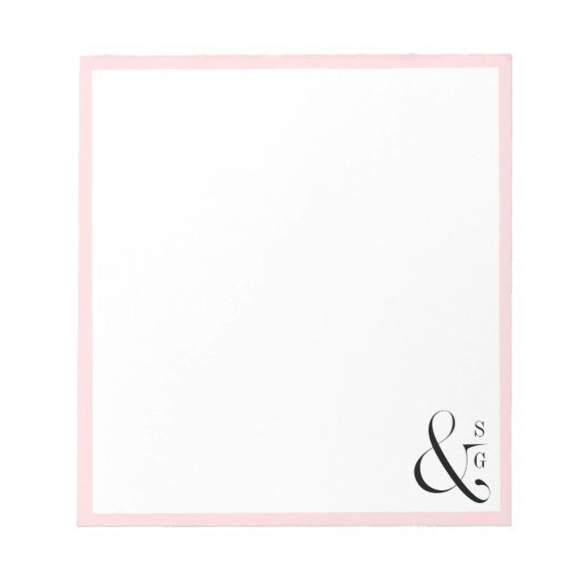 Pink couple's monogram personalised Stationery Notepad (Front)