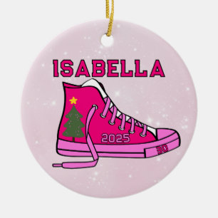 Pink Court Shoe Personalised Ceramic Tree Decoration