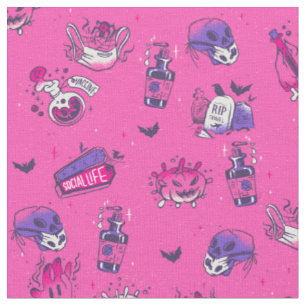 pink covid germs halloween creepy fabric
