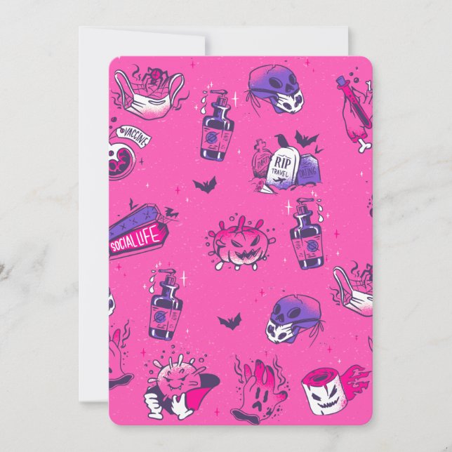 pink covid germs halloween creepy invitation (Front)