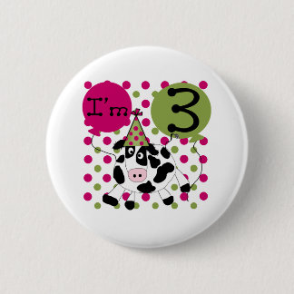 Pink Cow 3rd Birthday 6 Cm Round Badge