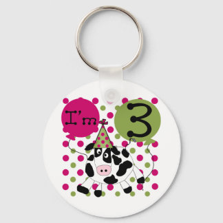 Pink Cow 3rd Birthday Tshirts and Gifts Key Ring