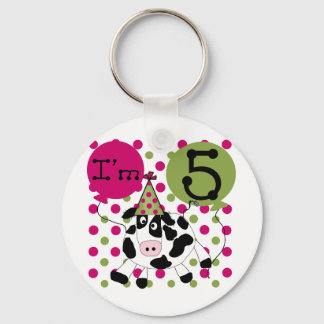 Pink Cow 5th Birthday Tshirts and Gifts Key Ring