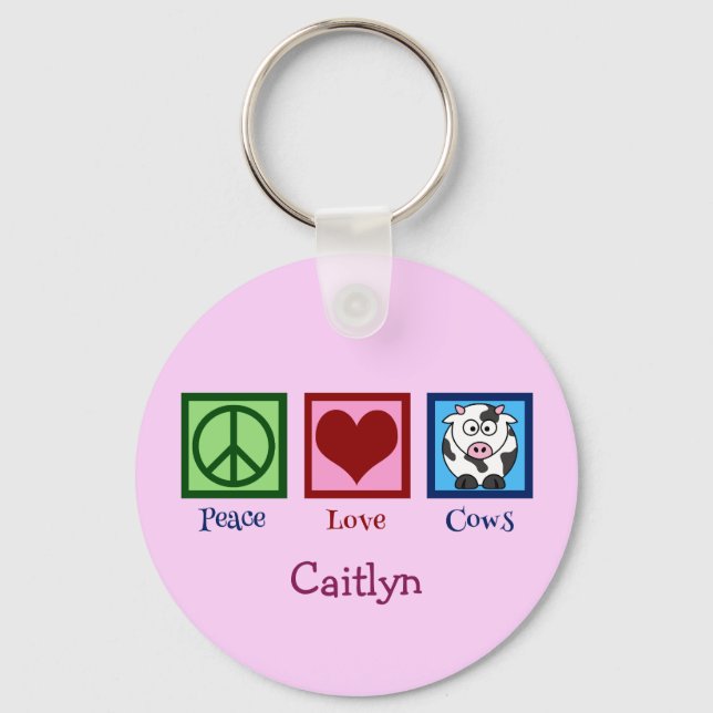 Pink Cow Cute Custom Key Ring (Front)
