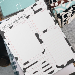Pink Cow Daily Planner Notes and To Do List