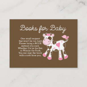Pink Cow Girl Baby Shower Book Request Cards