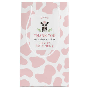 Pink Cow Pattern Gift Bag