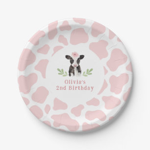Pink Cow Pattern Paper Plate