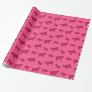 Pink cow pattern wrapping paper