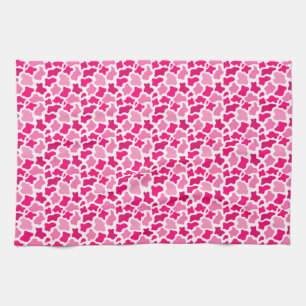 Pink Cow Print Pattern Farmer Gifts Farm Animals Tea Towel