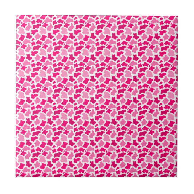 Pink Cow Print Pattern Farmer Gifts Farm Animals Tile (Front)