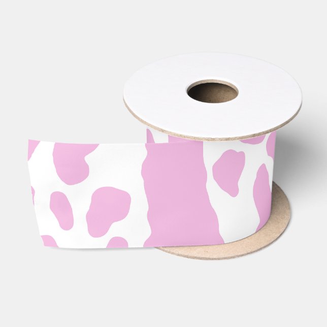 Pink Cow Print Satin Ribbon (Spool)