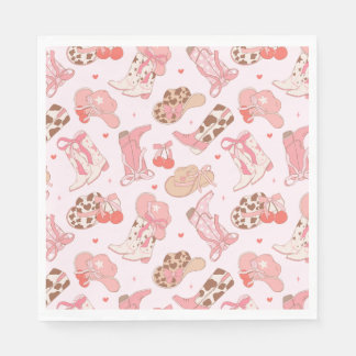 Pink Cowboy Boot Girls Paper Napkin