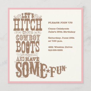 Pink Cowboy Boot Invitations