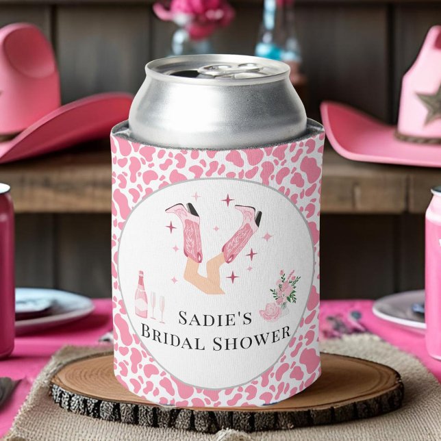 Pink Cowboy Boots & Bubbly Bridal Shower Shower Can Cooler (Creator Uploaded)