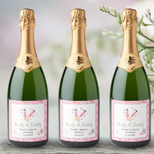 Pink Cowboy Boots & Bubbly Bridal Shower Sparkling Wine Label