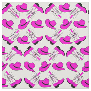 Pink Cowboy Boots Hats on Any Colour Background Fabric