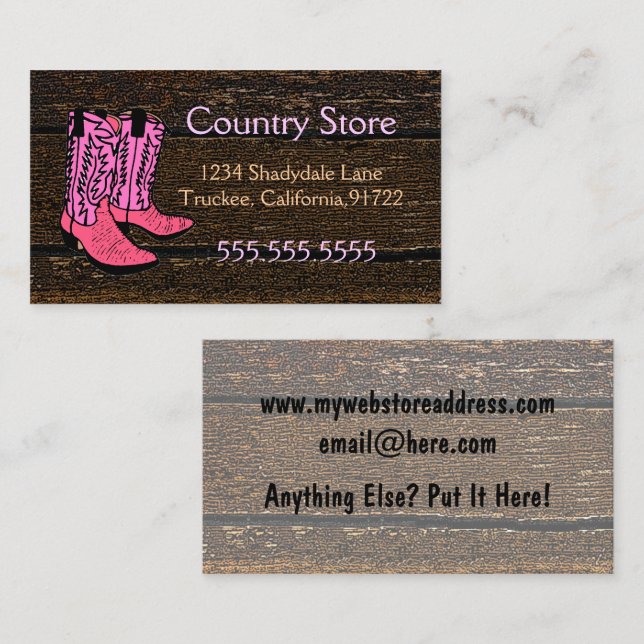 Pink Cowboy Boots Western Theme Business Card (Front/Back)