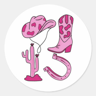 Pink Cowboy Collection Classic Round Sticker