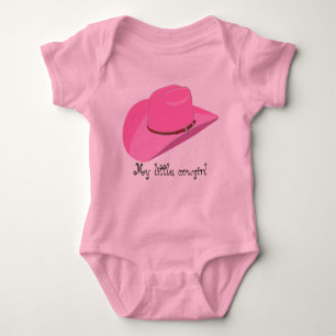 Pink cowboy hat baby bodysuit