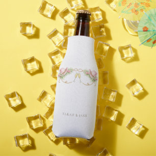 Pink Cowboy Hat Rustic Wedding Bottle Cooler