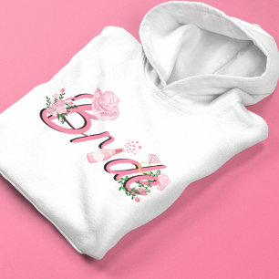 Pink Cowboy Hat With Flowers Bride  Hoodie