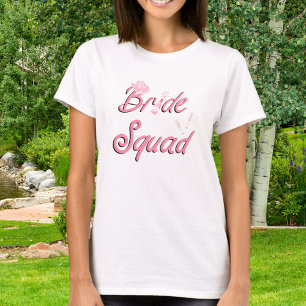 Pink Cowboy Hat With Flowers Bride Squad  T-Shirt