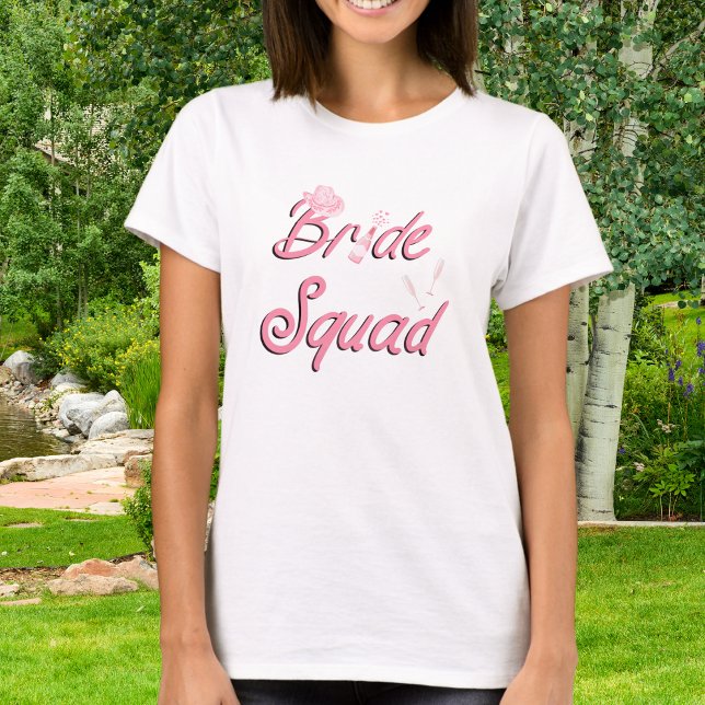Pink Cowboy Hat With Flowers Bride Squad  T-Shirt (Creator Uploaded)