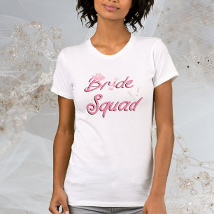 Pink Cowboy Hat With Flowers Bride Squad  T-Shirt