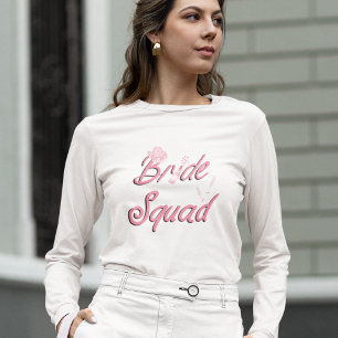 Pink Cowboy Hat With Flowers Bride Squad  T-Shirt