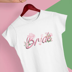 Pink Cowboy Hat With Flowers Bride T-Shirt