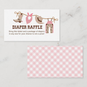 Pink Cowgirl Baby Shower Diaper Raffle Enclosure Card