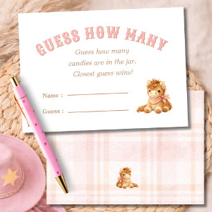 Pink Cowgirl Baby Shower Game Guess How Many Card